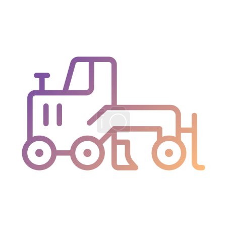 Illustration for Grader pixel perfect gradient linear vector icon. Creating flat surface. Coal mining equipment. Heavy industry. Thin line color symbol. Modern style pictogram. Vector isolated outline drawing - Royalty Free Image