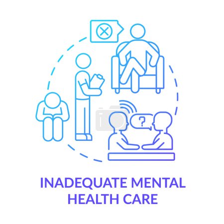 Ilustración de Inadequate mental health care blue gradient concept icon. Incorrect therapy. LGBTQI risk factor abstract idea thin line illustration. Isolated outline drawing. Myriad Pro-Bold font used - Imagen libre de derechos