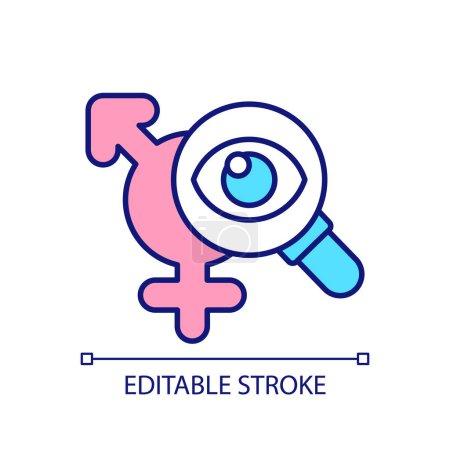 Illustration for Researching transgenders community RGB color icon. Find information about genderfluid people. Understanding gender identity. Isolated vector illustration. Simple filled line drawing. Editable stroke - Royalty Free Image