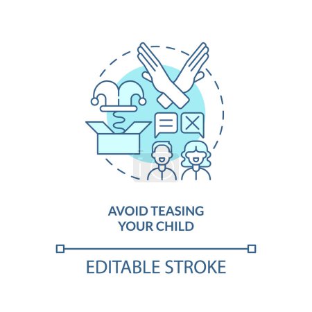 Avoid teasing your child turquoise concept icon. Promoting self esteem in teens abstract idea thin line illustration. Isolated outline drawing. Editable stroke. Arial, Myriad Pro-Bold fonts used