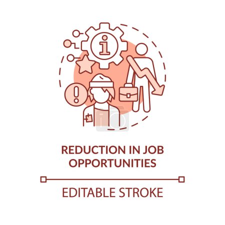 Illustration for Reduction in job opportunities terracotta concept icon. ICT in business disadvantage abstract idea thin line illustration. Isolated outline drawing. Editable stroke. Arial, Myriad Pro-Bold fonts used - Royalty Free Image