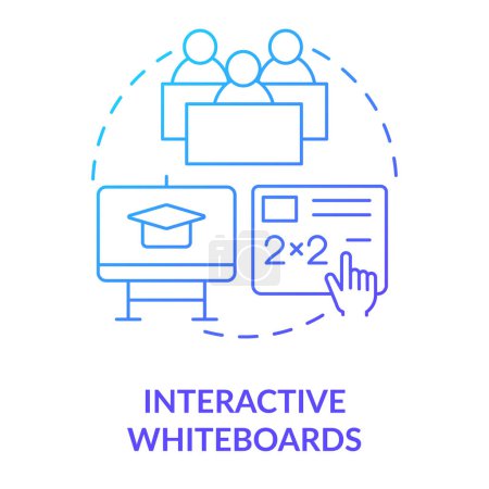 Illustration for Interactive whiteboards blue gradient concept icon. Equipment for classrooms. Educational application of ICT abstract idea thin line illustration. Isolated outline drawing. Myriad Pro-Bold font used - Royalty Free Image