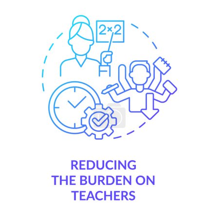 Illustration for Reducing burden on teachers blue gradient concept icon. Improve process. ICT benefit in education abstract idea thin line illustration. Isolated outline drawing. Myriad Pro-Bold font used - Royalty Free Image