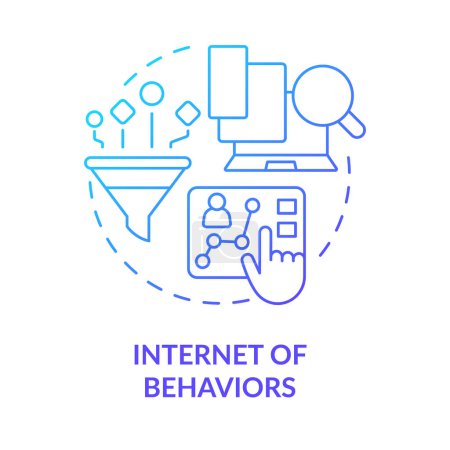 Illustration for Internet of behaviors blue gradient concept icon. Activity analyzing. Information technology trend abstract idea thin line illustration. Isolated outline drawing. Myriad Pro-Bold font used - Royalty Free Image