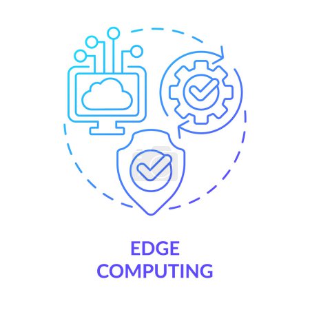 Illustration for Edge computing blue gradient concept icon. Data processing methods. Information technology trend abstract idea thin line illustration. Isolated outline drawing. Myriad Pro-Bold font used - Royalty Free Image