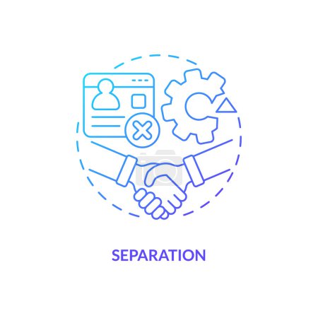 Illustration for Separation blue gradient concept icon. Termination by mutual agreement. IT staffing process abstract idea thin line illustration. Isolated outline drawing. Myriad Pro-Bold font used - Royalty Free Image