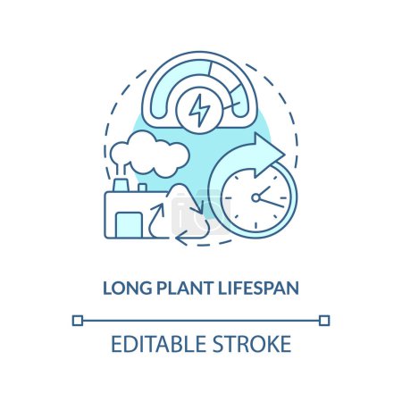 Illustration for Long plant lifespan blue concept icon. Renewable source. Geothermal energy advantage abstract idea thin line illustration. Isolated outline drawing. Editable stroke. Arial, Myriad Pro-Bold fonts used - Royalty Free Image