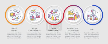 Ilustración de Using geothermal energy disadvantages loop infographic template. Data visualization with 5 steps. Timeline info chart. Workflow layout with line icons. Myriad Pro-Regular font used - Imagen libre de derechos