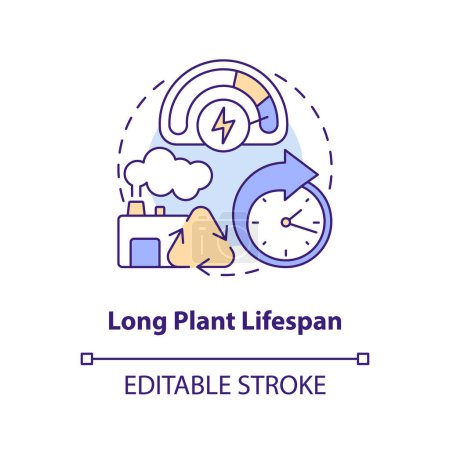 Illustration for Long plant lifespan concept icon. Renewable source. Geothermal energy advantage abstract idea thin line illustration. Isolated outline drawing. Editable stroke. Arial, Myriad Pro-Bold fonts used - Royalty Free Image