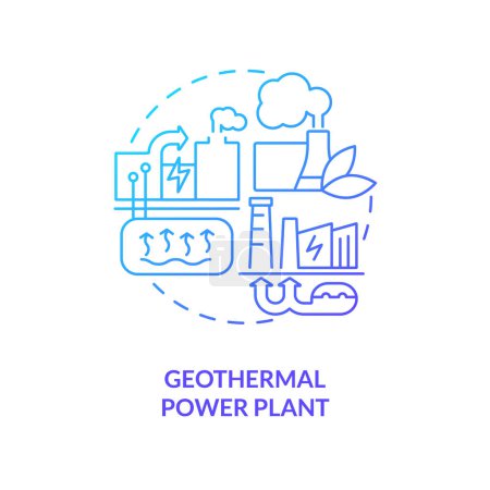 Illustration for Geothermal power plant blue gradient concept icon. Underground reservoir. Type of geothermal energy abstract idea thin line illustration. Isolated outline drawing. Myriad Pro-Bold font used - Royalty Free Image