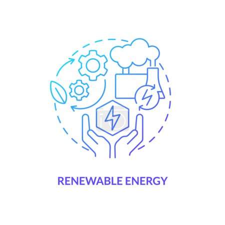 Illustration for Renewable energy blue gradient concept icon. Natural source. Generate electricity. Geothermal power advantage abstract idea thin line illustration. Isolated outline drawing. Myriad Pro-Bold font used - Royalty Free Image