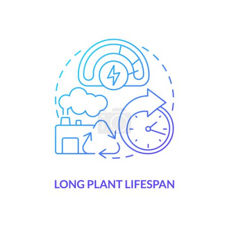 Illustration for Long plant lifespan blue gradient concept icon. Renewable source. Geothermal energy advantage abstract idea thin line illustration. Isolated outline drawing. Myriad Pro-Bold font used - Royalty Free Image