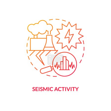 Illustration for Seismic activity red gradient concept icon. Minor earthquakes. Geothermal energy disadvantage abstract idea thin line illustration. Isolated outline drawing. Myriad Pro-Bold font used - Royalty Free Image