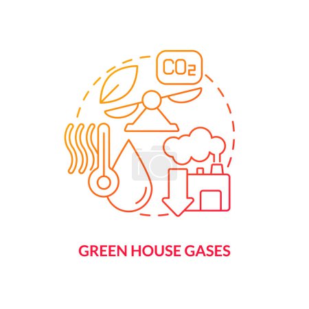 Illustration for Green house gases red gradient concept icon. Plant emissions. Geothermal energy disadvantage abstract idea thin line illustration. Isolated outline drawing. Myriad Pro-Bold font used - Royalty Free Image