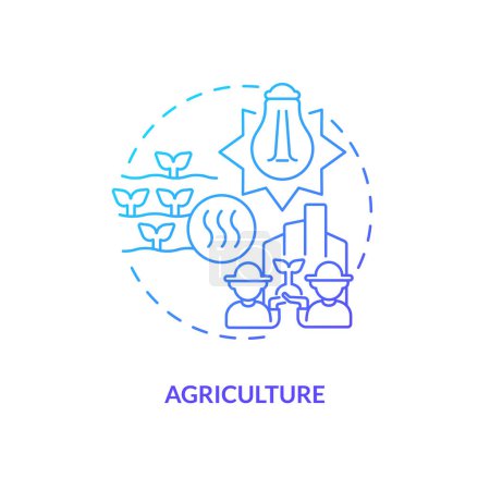 Illustration for Agriculture blue gradient concept icon. Warming system for plants. Usage of geothermal energy abstract idea thin line illustration. Isolated outline drawing. Myriad Pro-Bold font used - Royalty Free Image