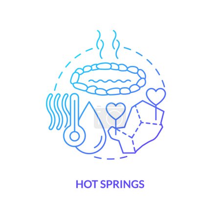 Illustration for Hot springs blue gradient concept icon. Improving human health. Usage of geothermal energy abstract idea thin line illustration. Isolated outline drawing. Myriad Pro-Bold font used - Royalty Free Image