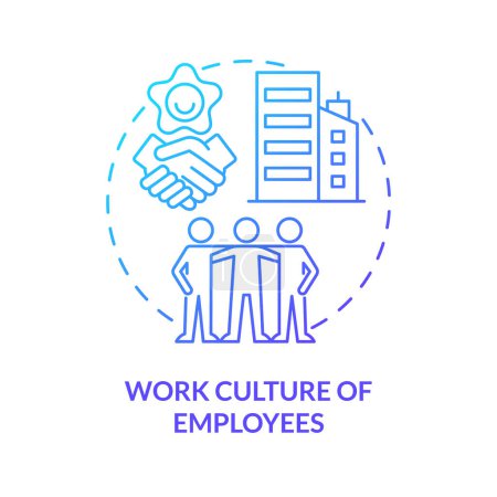 Illustration for Work culture of employees blue gradient concept icon. Competitive system. Private sector feature abstract idea thin line illustration. Isolated outline drawing. Myriad Pro-Bold font used - Royalty Free Image