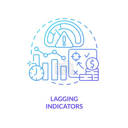Illustration for Lagging indicators blue gradient concept icon. Processes prediction. Type of economic analysis elements abstract idea thin line illustration. Isolated outline drawing. Myriad Pro-Bold font used - Royalty Free Image