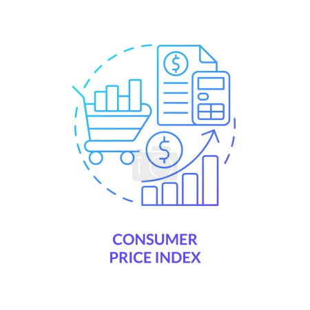 Illustration for Consumer price index blue gradient concept icon. Inflation factor study. Economic analysis key abstract idea thin line illustration. Isolated outline drawing. Myriad Pro-Bold font used - Royalty Free Image