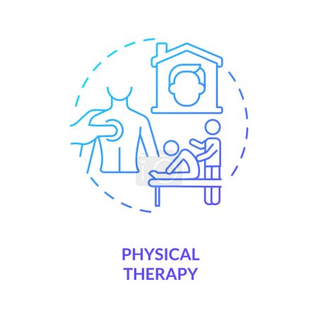 Physical therapy blue gradient concept icon. Relieve pain. Special training. Home health care service abstract idea thin line illustration. Isolated outline drawing. Myriad Pro-Bold font used