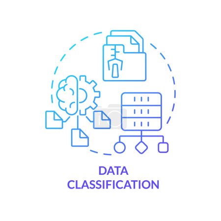 Data classification blue gradient concept icon. Information organization. Data lake architecture abstract idea thin line illustration. Isolated outline drawing. Myriad Pro-Bold font used