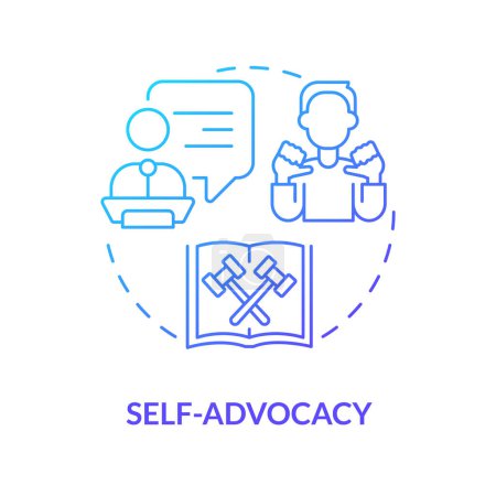 Self advocacy blue gradient concept icon. Ability to present yourself. Type of legal protection abstract idea thin line illustration. Isolated outline drawing. Myriad Pro-Bold font used