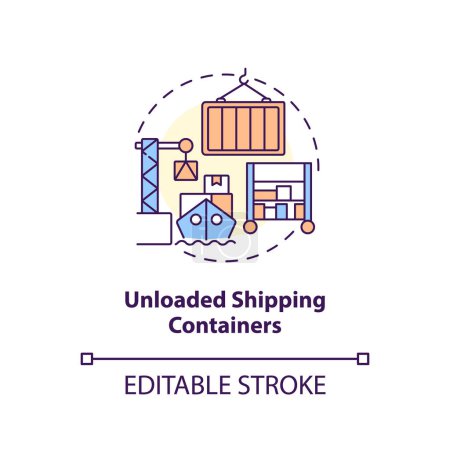 Illustration for Unloaded shipping containers concept icon. Goods lost. Vulnerability in supply chain abstract idea thin line illustration. Isolated outline drawing. Editable stroke. Arial, Myriad Pro-Bold fonts used - Royalty Free Image