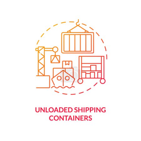 Illustration for Unloaded shipping containers red gradient concept icon. Goods lost. Vulnerability in supply chain abstract idea thin line illustration. Isolated outline drawing. Myriad Pro-Bold font used - Royalty Free Image