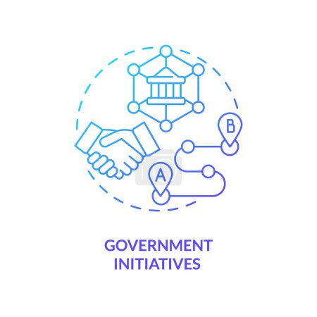 Illustration for Government initiatives blue gradient concept icon. Federal regulation. Key supply chain strategy abstract idea thin line illustration. Isolated outline drawing. Myriad Pro-Bold font used - Royalty Free Image