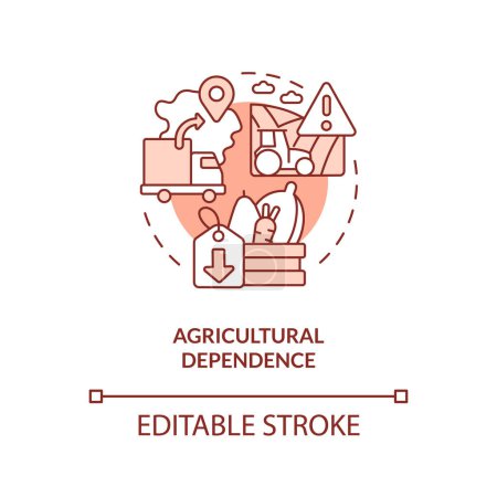 Illustration for Agricultural dependence terracotta concept icon. Disadvantage of farming policy abstract idea thin line illustration. Isolated outline drawing. Editable stroke. Arial, Myriad Pro-Bold fonts used - Royalty Free Image