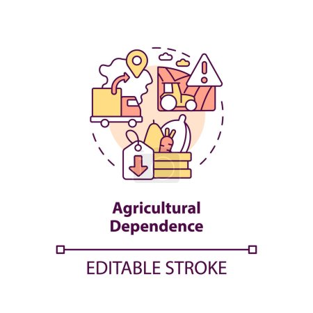 Illustration for Agricultural dependence concept icon. Disadvantage of farming policy abstract idea thin line illustration. Isolated outline drawing. Editable stroke. Arial, Myriad Pro-Bold fonts used - Royalty Free Image