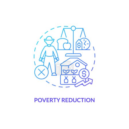 Illustration for Poverty reduction blue gradient concept icon. Create workplaces. Agriculture policy concern abstract idea thin line illustration. Isolated outline drawing. Myriad Pro-Bold font used - Royalty Free Image