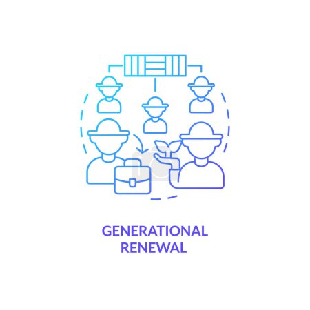 Illustration for Generational renewal blue gradient concept icon. Farmers community. Agriculture policy objective abstract idea thin line illustration. Isolated outline drawing. Myriad Pro-Bold font used - Royalty Free Image
