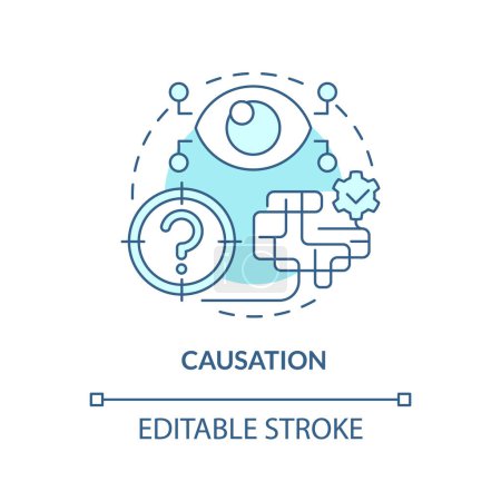 Illustration for Causation turquoise concept icon. Causal research variables and principles abstract idea thin line illustration. Isolated outline drawing. Editable stroke. Arial, Myriad Pro-Bold fonts used - Royalty Free Image
