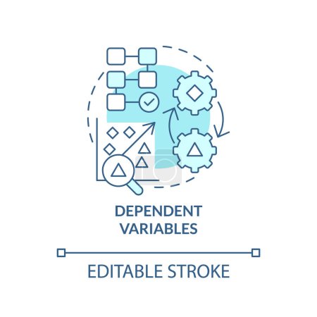Illustration for Dependent variables turquoise concept icon. Causal research principles abstract idea thin line illustration. Isolated outline drawing. Editable stroke. Arial, Myriad Pro-Bold fonts used - Royalty Free Image
