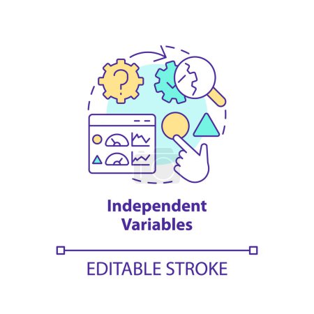 Independent variables concept icon. Causal research changeable and principles abstract idea thin line illustration. Isolated outline drawing. Editable stroke. Arial, Myriad Pro-Bold fonts used