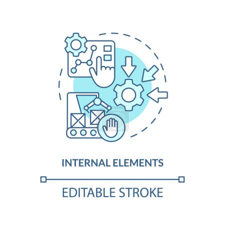 Illustration for Internal elements turquoise concept icon. Setup time reduction. SMED method abstract idea thin line illustration. Isolated outline drawing. Editable stroke. Arial, Myriad Pro-Bold fonts used - Royalty Free Image