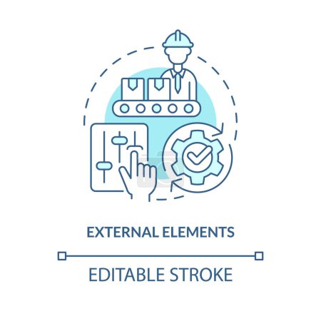 Illustration for External elements turquoise concept icon. Running equipment. SMED step abstract idea thin line illustration. Isolated outline drawing. Editable stroke. Arial, Myriad Pro-Bold fonts used - Royalty Free Image