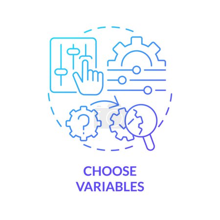 Choose variables blue gradient concept icon. Test business. How to conduct causal research abstract idea thin line illustration. Isolated outline drawing. Myriad Pro-Bold font used