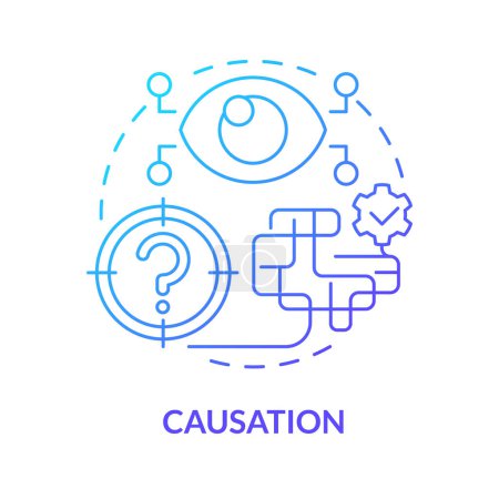 Illustration for Causation blue gradient concept icon. Effect reasons. Causal research variables and principles abstract idea thin line illustration. Isolated outline drawing. Myriad Pro-Bold font used - Royalty Free Image