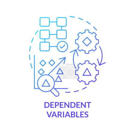 Illustration for Dependent variables blue gradient concept icon. Causal research changeable and principles abstract idea thin line illustration. Isolated outline drawing. Myriad Pro-Bold font used - Royalty Free Image