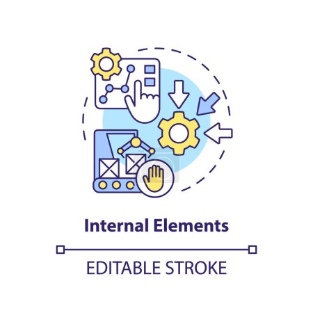 Illustration for Internal elements concept icon. Changeover process. Setup time reduction. SMED method abstract idea thin line illustration. Isolated outline drawing. Editable stroke. Arial, Myriad Pro-Bold fonts used - Royalty Free Image