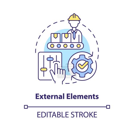 Illustration for External elements concept icon. Running equipment. Production time. SMED step abstract idea thin line illustration. Isolated outline drawing. Editable stroke. Arial, Myriad Pro-Bold fonts used - Royalty Free Image