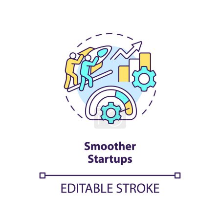 Illustration for Smoother startups concept icon. Lean production. Standardized changeover processes abstract idea thin line illustration. Isolated outline drawing. Editable stroke. Arial, Myriad Pro-Bold fonts used - Royalty Free Image
