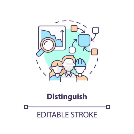 Illustration for Distinguish concept icon. Implement SMED. Separating internal and external activities abstract idea thin line illustration. Isolated outline drawing. Editable stroke. Arial, Myriad Pro-Bold fonts used - Royalty Free Image