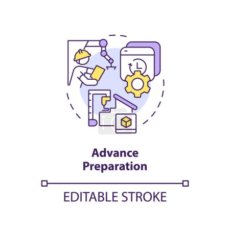 Illustration for Advance preparation concept icon. Convert internal elements into external abstract idea thin line illustration. Isolated outline drawing. Editable stroke. Arial, Myriad Pro-Bold fonts used - Royalty Free Image