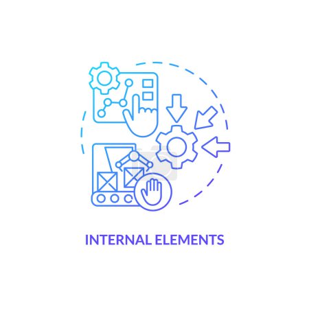 Illustration for Internal elements blue gradient blue gradient concept icon. Setup time reduction. SMED method abstract idea thin line illustration. Isolated outline drawing. Myriad Pro-Bold fonts used - Royalty Free Image