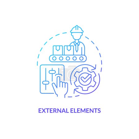 Illustration for External elements blue gradient concept icon. Running equipment. Production time. SMED step abstract idea thin line illustration. Isolated outline drawing. Myriad Pro-Bold fonts used - Royalty Free Image