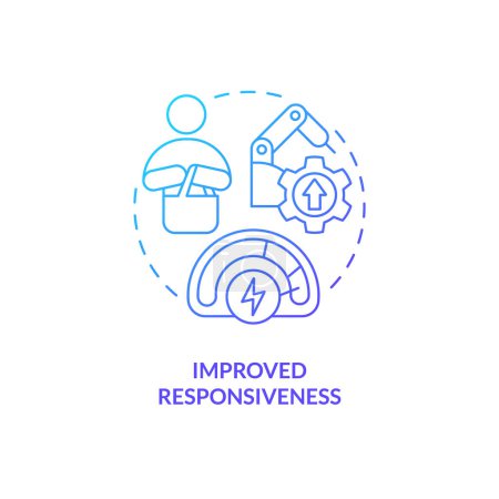 Illustration for Improved responsiveness blue gradient concept icon. Customer demand. SMED benefit. Reducing setup time abstract idea thin line illustration. Isolated outline drawing. Myriad Pro-Bold fonts used - Royalty Free Image
