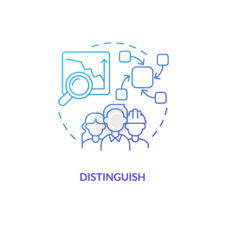 Illustration for Distinguish blue gradient concept icon. Implement SMED. Separating internal and external activities abstract idea thin line illustration. Isolated outline drawing. Myriad Pro-Bold fonts used - Royalty Free Image
